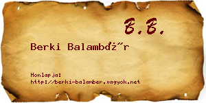 Berki Balambér névjegykártya